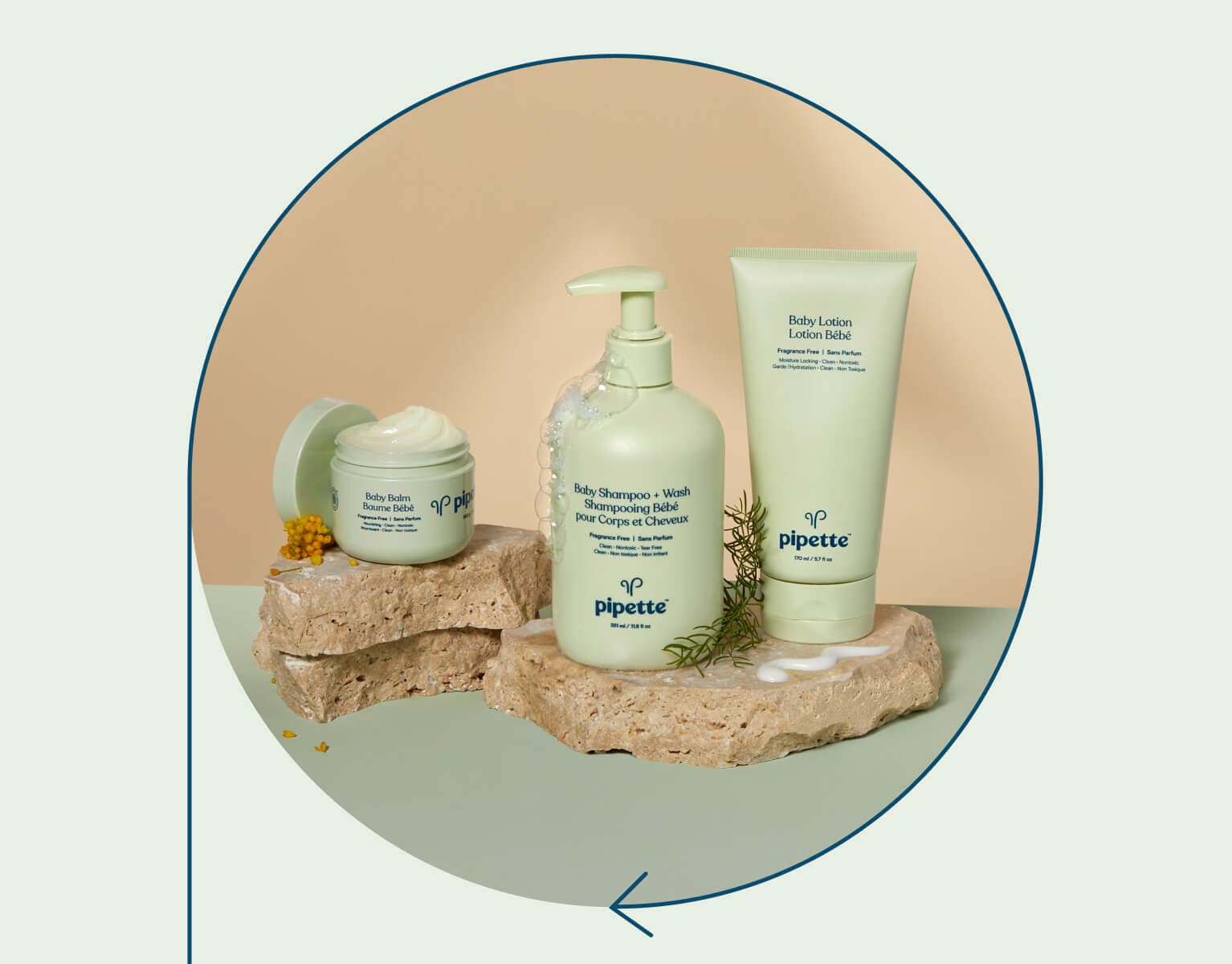 Bestsellers together: Baby Balm, Baby Wash in Fragrance Free, Baby Lotion in Fragrance Free